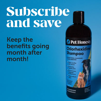 Pet Honesty Chlorhexidine Cat & Dog Seasonal Itch Relief Shampoo, for Allergies, Itching, Skin and Coat Support Helps Shedding, Hot Spots, and Deodorizing Dog, Cat & Kitten Shampoo & Grooming Supplies for Bath