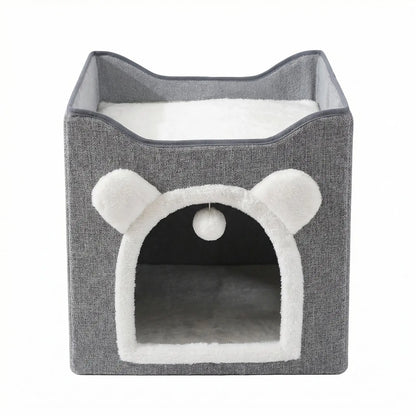 3-In-1 Foldable Cat House & Sisal Scratcher | Double-Layer Semi-Enclosed Bed Outdoorfun