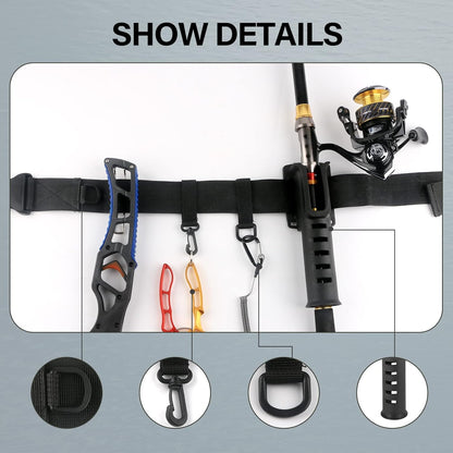Fishing Wading Belt Rod Holder Adjustable Wader Waist Belt for Fly Surf Casting Spinning Pole Fishing Tool Tackle (Black)