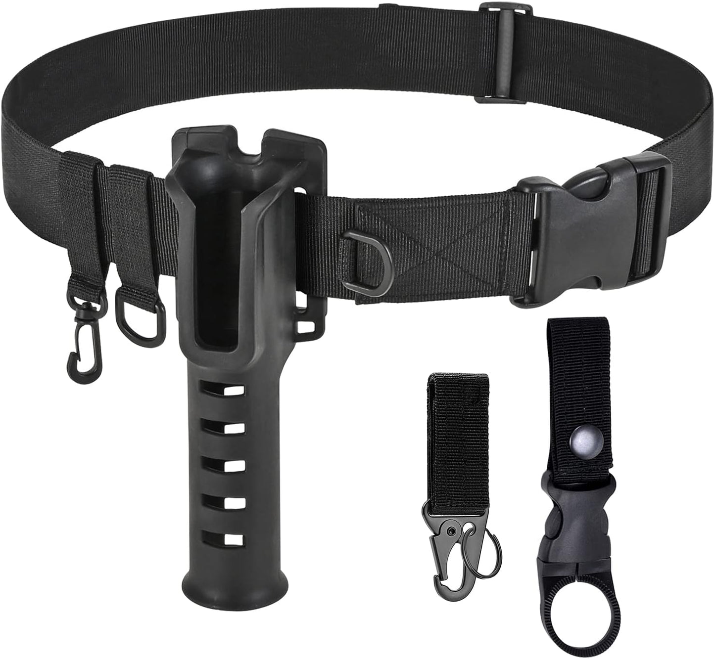 Fishing Wading Belt Rod Holder Adjustable Wader Waist Belt for Fly Surf Casting Spinning Pole Fishing Tool Tackle (Black)