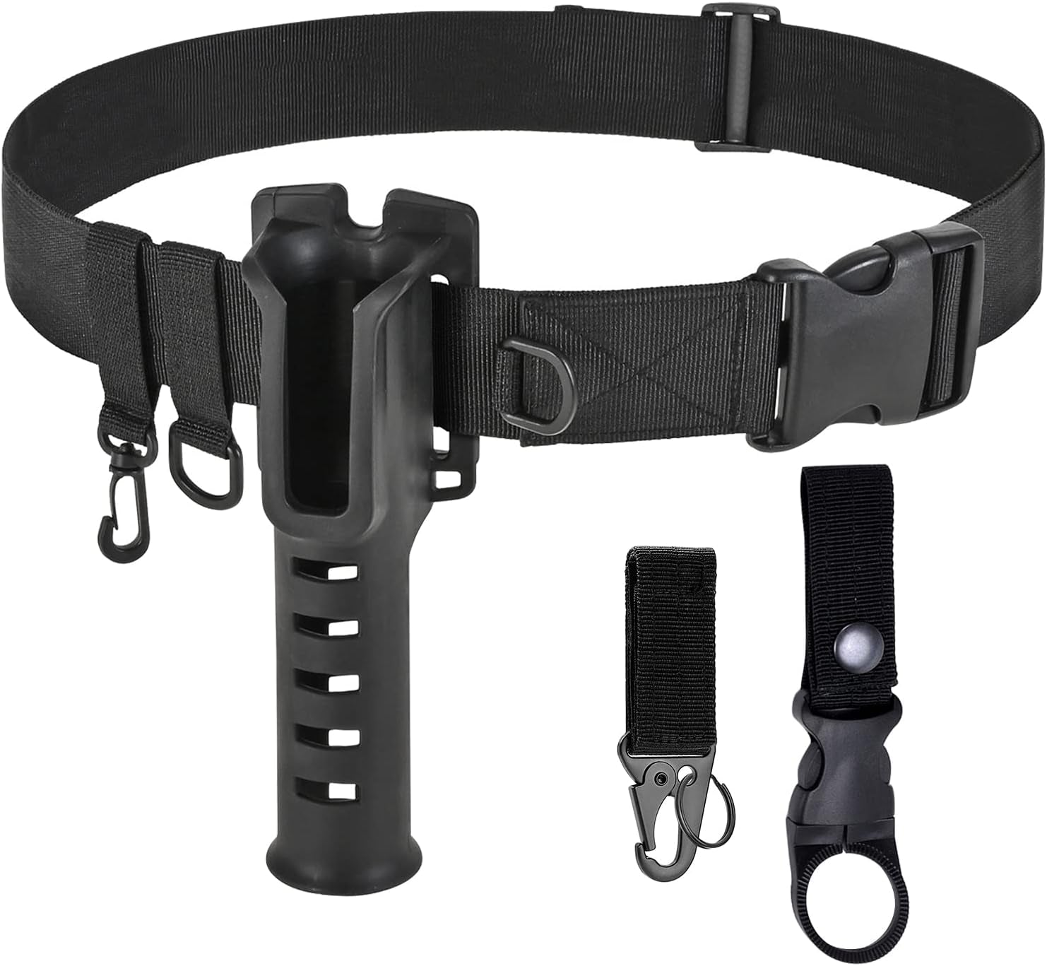 Fishing Wading Belt Rod Holder Adjustable Wader Waist Belt for Fly Surf Casting Spinning Pole Fishing Tool Tackle (Black)