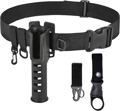 Fishing Wading Belt Rod Holder Adjustable Wader Waist Belt for Fly Surf Casting Spinning Pole Fishing Tool Tackle (Black)
