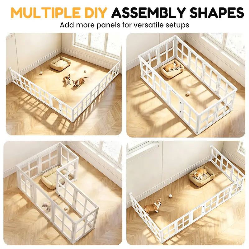 Clear Acrylic Pet Playpen Indoor, 23.62" H 12 Panels Transparent Puppy Play Pen DIY Free Layout, Easy Assemble Dog Fence for Small Dogs Cats Rabbits Ferrets Whelping Cage Enclosure – White Fathersdaygift Fathersdaygift