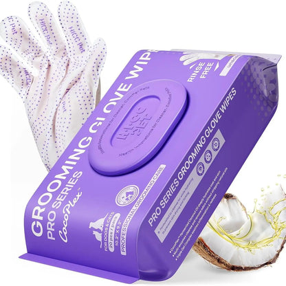 HICC PET Disposable Dog Grooming Wipes (20Pcs) - Natural, Hypoallergenic, No-Rinse Mess-Free Grooming Wipes with Fermented Oils for Hair Removal, Sticky Hair Control, Deodorizing, Skin Moisture, Paw Care, Outdoor Use