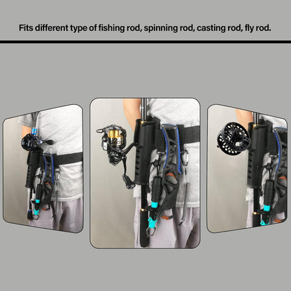 Fishing Wading Belt Rod Holder Adjustable Wader Waist Belt for Fly Surf Casting Spinning Pole Fishing Tool Tackle (Black)