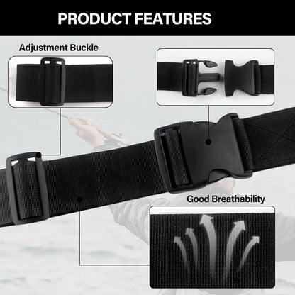 Fishing Wading Belt Rod Holder Adjustable Wader Waist Belt for Fly Surf Casting Spinning Pole Fishing Tool Tackle (Black)