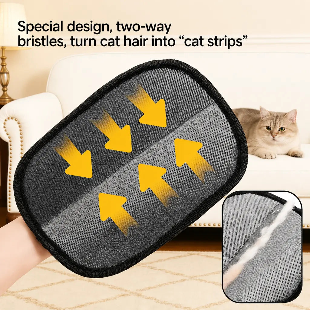 [Upgraded] Pet Hair Removal Glove for Cats & Dogs, Reusable Electrostatic Fur Remover Mitt, Large Grooming Glove for Couch, Furniture, Carpet & Car Seats, Includes Cat Keychain
