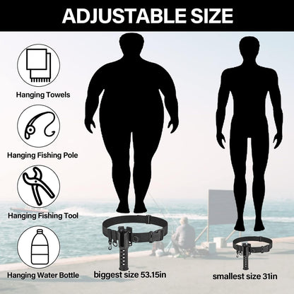 Fishing Wading Belt Rod Holder Adjustable Wader Waist Belt for Fly Surf Casting Spinning Pole Fishing Tool Tackle (Black)