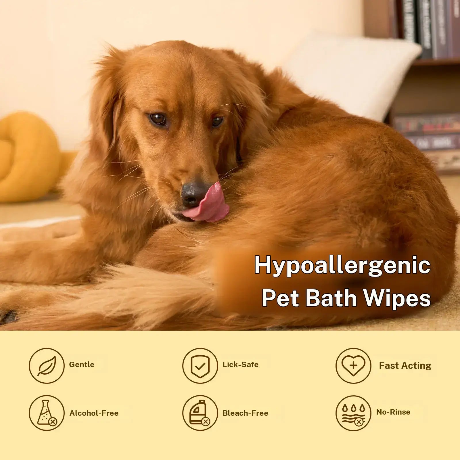 HICC PET Disposable Dog Grooming Wipes (20Pcs) - Natural, Hypoallergenic, No-Rinse Mess-Free Grooming Wipes with Fermented Oils for Hair Removal, Sticky Hair Control, Deodorizing, Skin Moisture, Paw Care, Outdoor Use