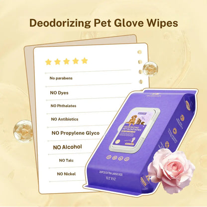 HICC PET Disposable Dog Grooming Wipes (20Pcs) - Natural, Hypoallergenic, No-Rinse Mess-Free Grooming Wipes with Fermented Oils for Hair Removal, Sticky Hair Control, Deodorizing, Skin Moisture, Paw Care, Outdoor Use