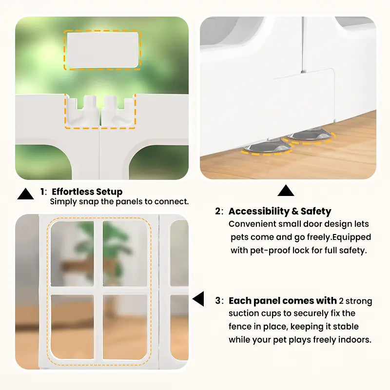 Clear Acrylic Pet Playpen Indoor, 23.62" H 12 Panels Transparent Puppy Play Pen DIY Free Layout, Easy Assemble Dog Fence for Small Dogs Cats Rabbits Ferrets Whelping Cage Enclosure – White Fathersdaygift Fathersdaygift