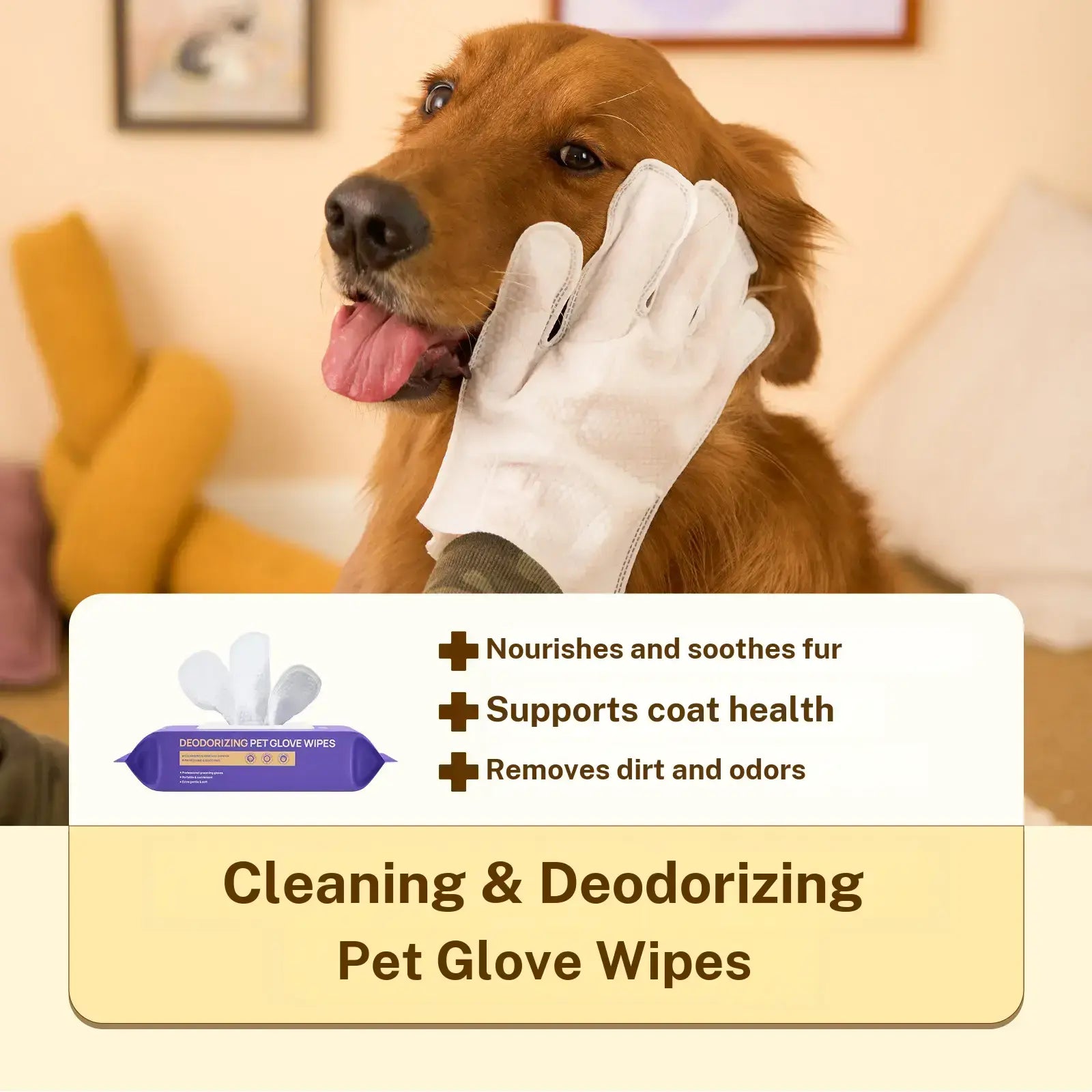 HICC PET Disposable Dog Grooming Wipes (20Pcs) - Natural, Hypoallergenic, No-Rinse Mess-Free Grooming Wipes with Fermented Oils for Hair Removal, Sticky Hair Control, Deodorizing, Skin Moisture, Paw Care, Outdoor Use